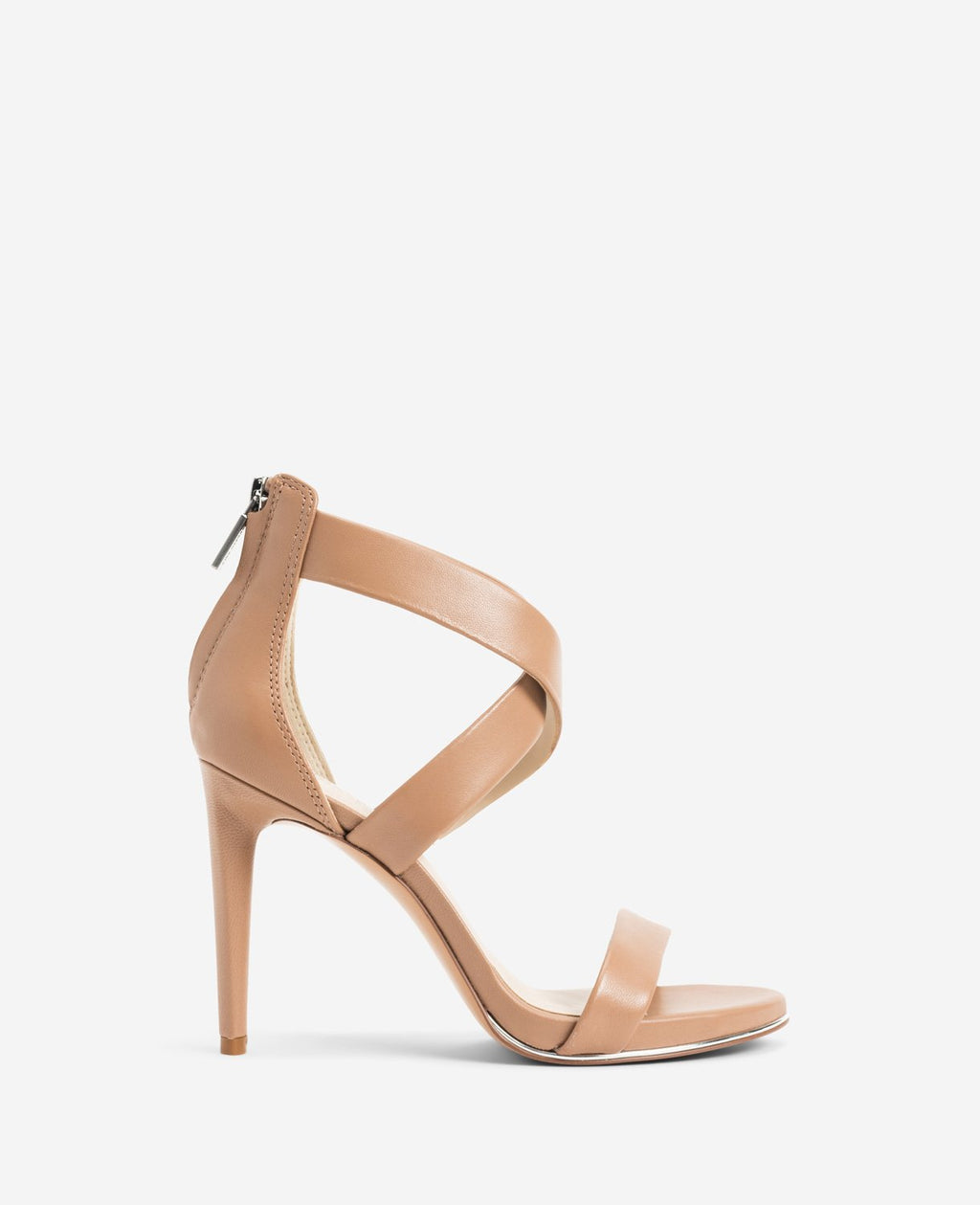 Kenneth Cole Brooke Cross Strap Heeled Sandals Latte