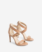 Kenneth Cole Brooke Cross Strap Heeled Sandals Latte