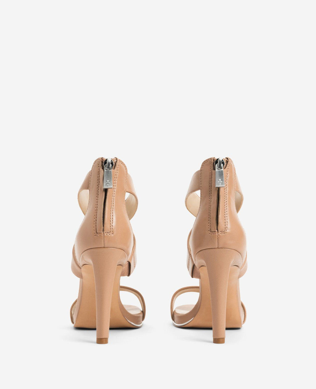 Kenneth Cole Brooke Cross Strap Heeled Sandals Latte