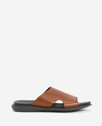 Kenneth Cole Sand-Y Beach Leather Slide Sandals Cognac