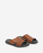 Kenneth Cole Sand-Y Beach Leather Slide Sandals Cognac