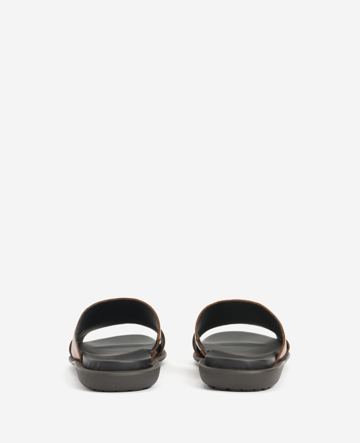 Kenneth Cole Sand-Y Beach Leather Slide Sandals Cognac