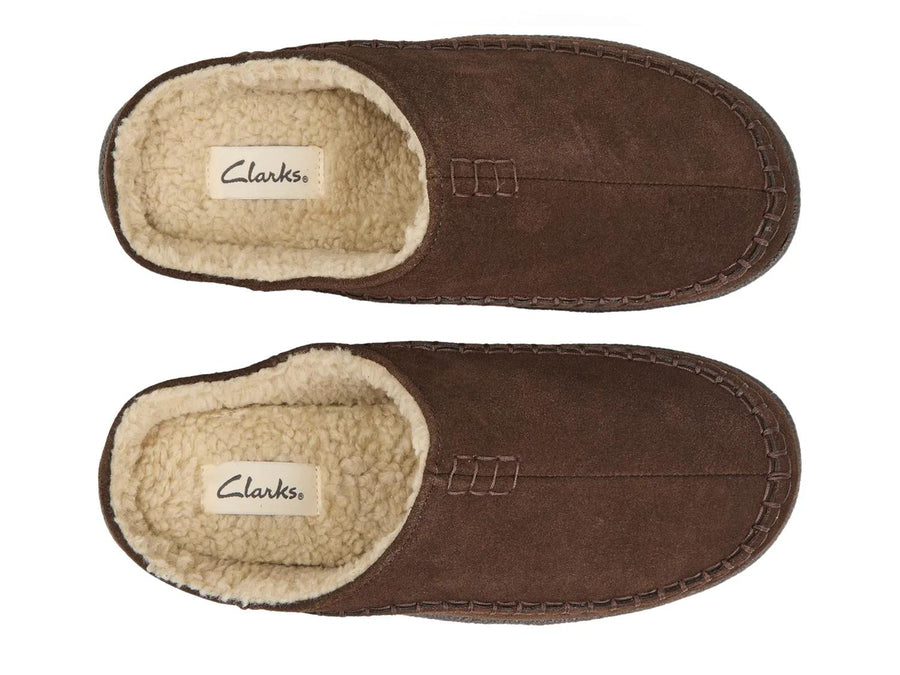 Clarks Suede Stitch Clog Slipper - Men's
