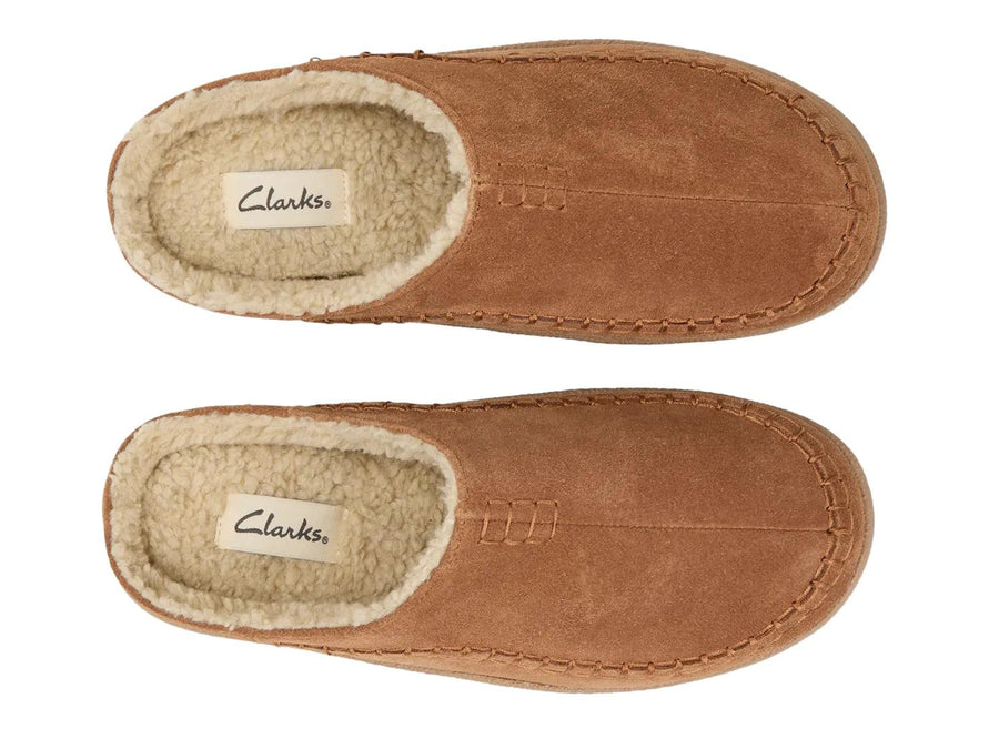 Clarks Suede Stitch Clog Slipper - Men's