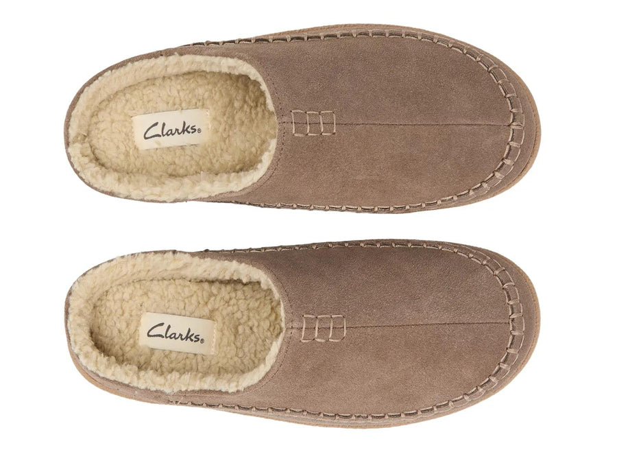 Clarks Suede Stitch Clog Slipper - Men's